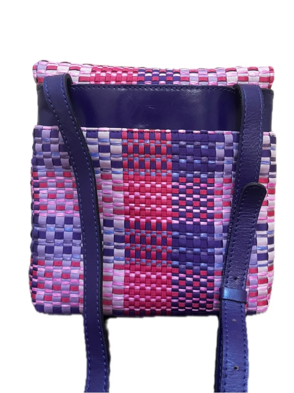 Patricia Nash Granada Crossbody Bag Ribbons & Rafia Purple & Pink Weave - Picture 2 of 11